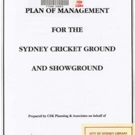 Plan of management for the Sydney Cricket Ground and Showground/ prepared by CSK Planning & Associa