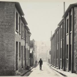 Print - Buildings in Exeter Place from corner of Foster Street Surry Hills, 1906