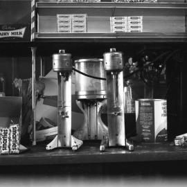 Behind the counter,  Chios Milk Bar, Regent Street Redfern, 1983