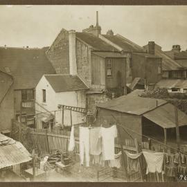 Print - Backyards and rear of buildings, St Peters Lane Darlinghurst, 1916