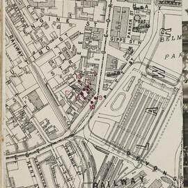 Print - Map of streets near Central Railway Station Haymarket, circa 1908