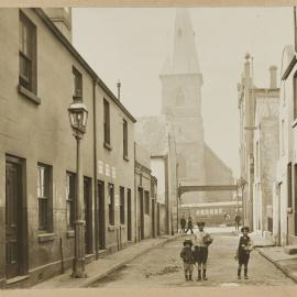 Print - Buildings along Valentine Street towards George Street Haymarket, 1910
