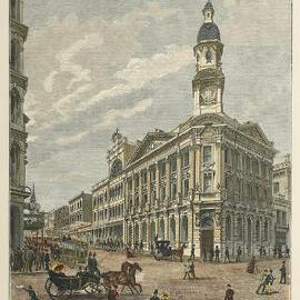 Engraving -  Graeme's corner, King and Pitt Streets Sydney, c1884