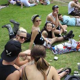 Happy queers on the grass, Victoria Park, Mardi Gras Fair Day, 2013