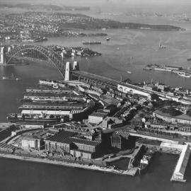 Aerial view looking east of Millers Point and Walsh Bay wharves, 1937