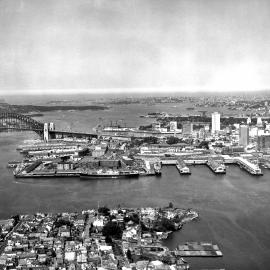 Aerial view of Sydney Harbour and Walsh Bay, 1960