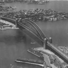 Sydney Harbour Bridge from above Millers Point, 1940