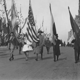 Allied representatives on parade, Victory Day celebrations, Sydney 1919