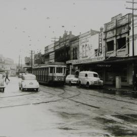 Daceyville tram on Botany Road Waterloo, 1957