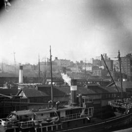 Ships docked in Darling Harbour wharves, 1932