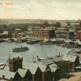Commercial buildings and ferry wharves, Circular Quay Sydney, 1900