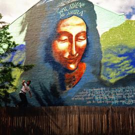 Per Ardua Ad Astra mural, corner Linthorpe Street and Erskineville Road Newtown, circa 1992