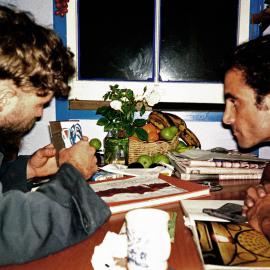 Andrew Aiken and Tony Spanos planning Geronimo mural, Rochford Street Erskineville, 1992 