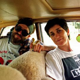 Artists Andrew Aiken and Juilee Pryor in Tony Spanos' Rolls Royce, Sydney, circa 1991