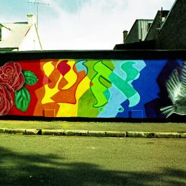 The Light Shineth mural, Rochford Street Erskineville, 1991