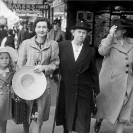 Street photograph of women and a girl, Pitt Street Sydney, 1940