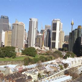 View across Observatory Park to site and CBD, Cove Apartments The Rocks, 2002