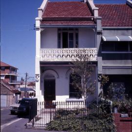 Two-storey end terrace with iron fence, Hereford Street Forest Lodge, 1970