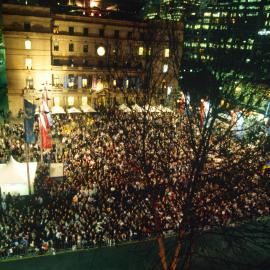 Spectators attending the Olympic torch relay arrival at Customs House, Sydney, 2000