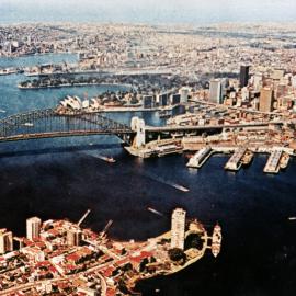 Aerial view of Sydney Harbour looking east, 1974