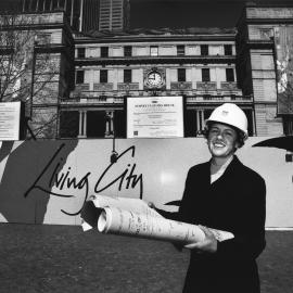 Project Manager in front of the Customs House, Alfred Street Circular Quay, 1996
