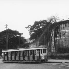 Tram terminus, Millers Point, 1952