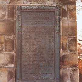 Observatory Park, South African War Monument plaque, Millers Point, 1986