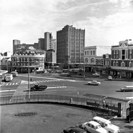 Taylor Square from roof of Darlinghurst Courthouse, Oxford Street Darlinghurst, 1969
