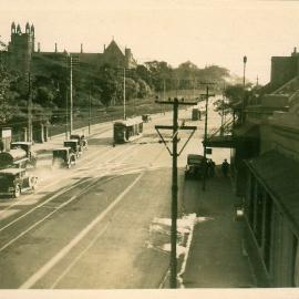 Trams on Parramatta Road at Glebe, 1930