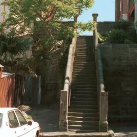 Beares Stairs and retaining wall, Caldwell Street Darlinghurst, 1988.