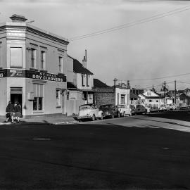 Street view, corner Botany Street (now Cope Street) and Raglan Street , Waterloo, 1961