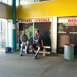 Fish Markets with two employees sitting outside  a fresh fish vendor, Bank Street Pyrmont, 2003