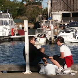 Fish Markets with couple sitting on Trawler Wharf, Bank Street Pyrmont, 2003