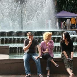 El Alamein Fountain, people sitting, Fitzroy Gardens Macleay Street Potts Point, 2004