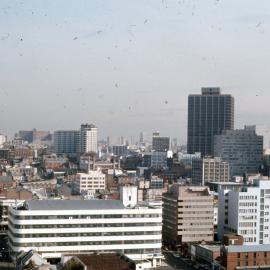 Woolloomooloo Redevelopment Project, aerial view south, Dowling Street Woolloomooloo, 1976