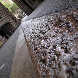Trachyte kerb and guttering in Angel Place Sydney, 2010