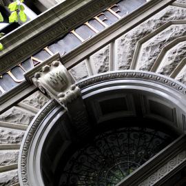Trachyte keystone above the front entrance of 10A-16 Martin Place Sydney, 2010