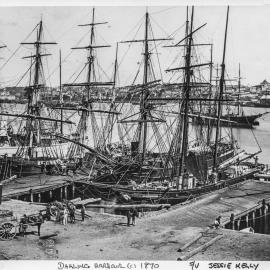 Sailing vessel JESSIE KELLY (1866) (near) Darling Harbour, 1870