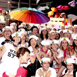City of Sydney dancers with Clover Moore MP, Mardi Gras pre Parade, 2012