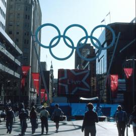 Olympic rings at Martin Place Olympic Live Site, Sydney, 2000