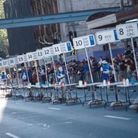 Men's Marathon drink stations in Bathurst Street Sydney, 2000