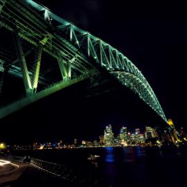 Sydney CBD and Harbour Bridge at night from North Sydney, 2000