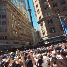 Part of the crowd for the Olympic Athletes tickertape parade, George Street, Sydney, 2000
