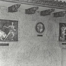 Interior, Capitol Theatre, cornice and wall plaques, Campbell Street Haymarket, 1972