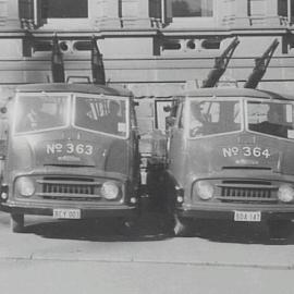 Council vehicles, Town Hall, Sydney, 1956