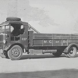 Council refuse collection truck at Pyrmont Incinerator Pyrmont, 1936