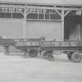Council trailers at Wattle Street Depot Ultimo, 1935