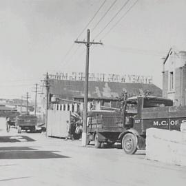 Council refuse collection trucks, Saunders Street Pyrmont, 1934