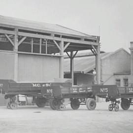 Council vehicles at the Wattle Street Depot in Ultimo, 1935