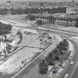 Roadworks for Cahill Expressway near Royal Botanic Garden, Macquarie Street Sydney, 1963